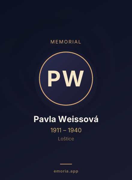 Memorial portrait of Pavla Weissová
