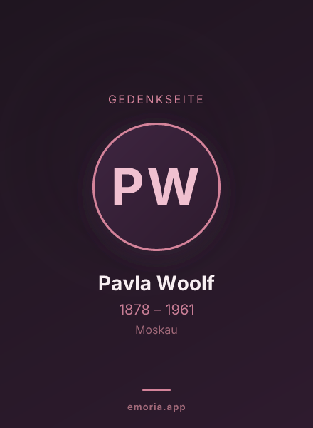 Gedenkportrait von Pavla Woolf