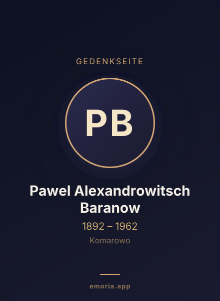 Gedenkportrait von Pawel Alexandrowitsch Baranow