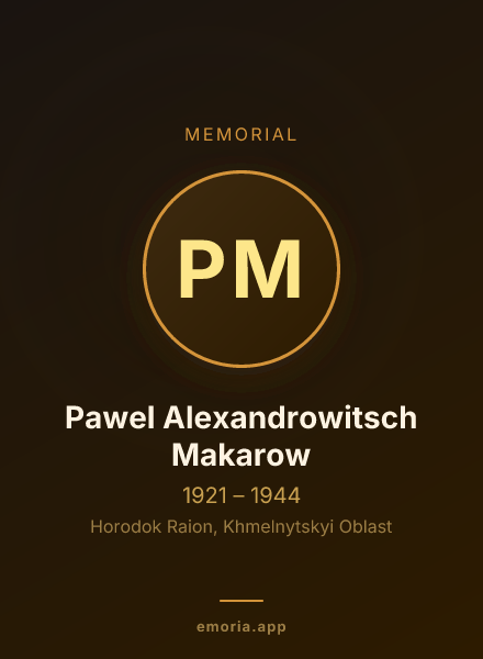 Memorial portrait of Pawel Alexandrowitsch Makarow