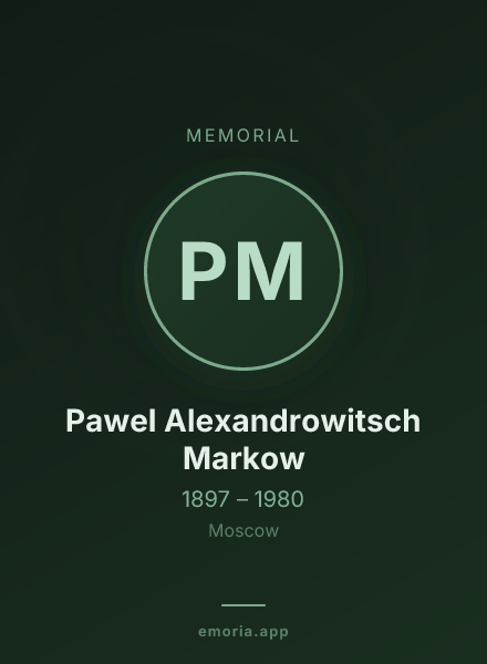 Memorial portrait of Pawel Alexandrowitsch Markow