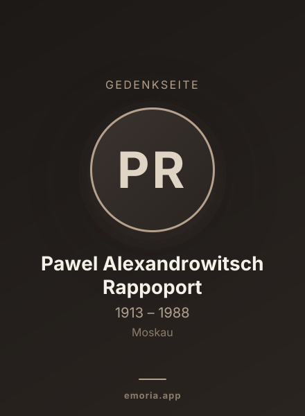 Gedenkportrait von Pawel Alexandrowitsch Rappoport