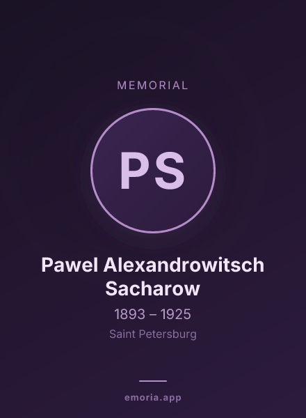 Memorial portrait of Pawel Alexandrowitsch Sacharow