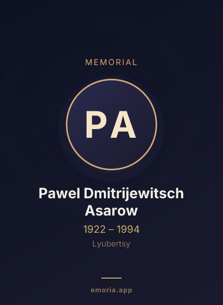 Memorial portrait of Pawel Dmitrijewitsch Asarow
