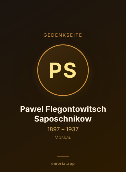 Gedenkportrait von Pawel Flegontowitsch Saposchnikow