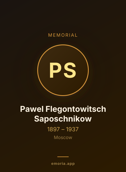 Memorial portrait of Pawel Flegontowitsch Saposchnikow