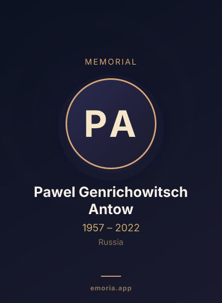 Memorial portrait of Pawel Genrichowitsch Antow