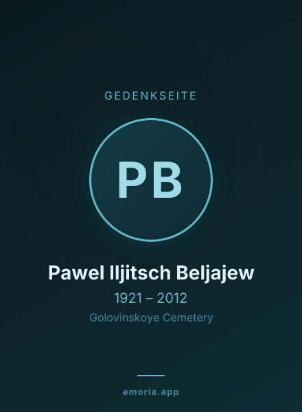 Gedenkportrait von Pawel Iljitsch Beljajew