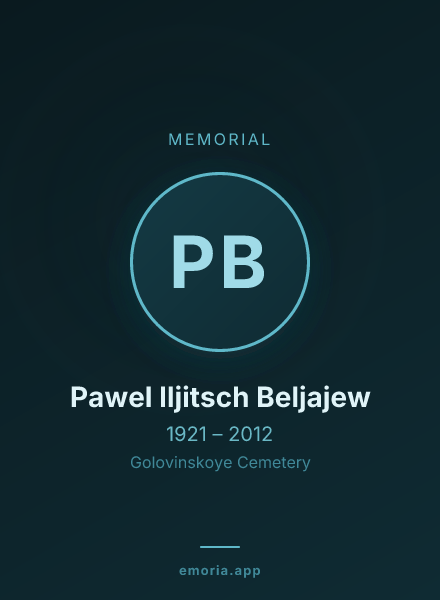 Memorial portrait of Pawel Iljitsch Beljajew