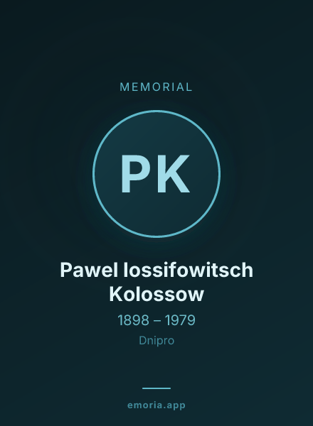 Memorial portrait of Pawel Iossifowitsch Kolossow