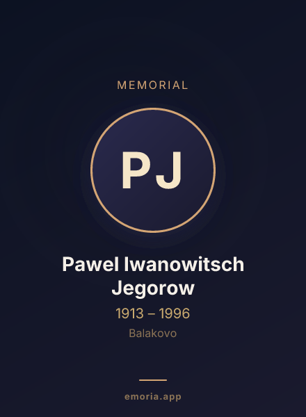 Memorial portrait of Pawel Iwanowitsch Jegorow