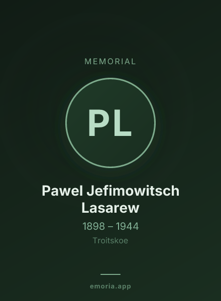 Memorial portrait of Pawel Jefimowitsch Lasarew