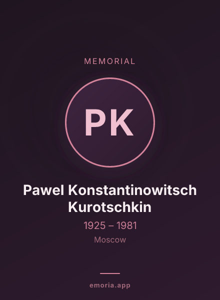 Memorial portrait of Pawel Konstantinowitsch Kurotschkin