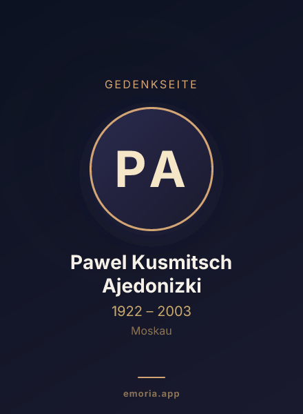 Gedenkportrait von Pawel Kusmitsch Ajedonizki