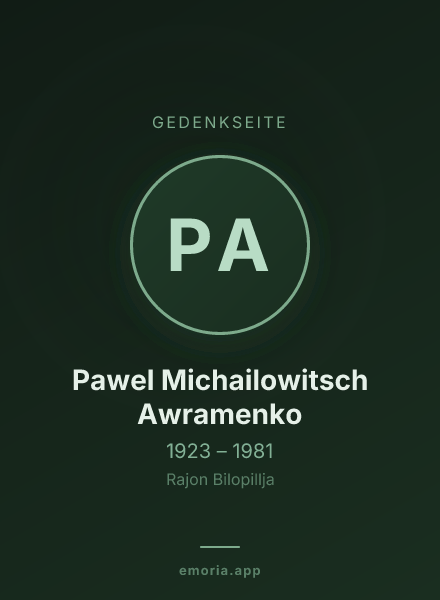 Gedenkportrait von Pawel Michailowitsch Awramenko