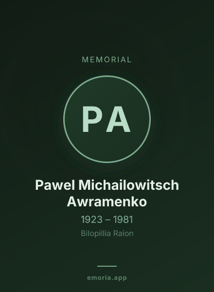 Memorial portrait of Pawel Michailowitsch Awramenko