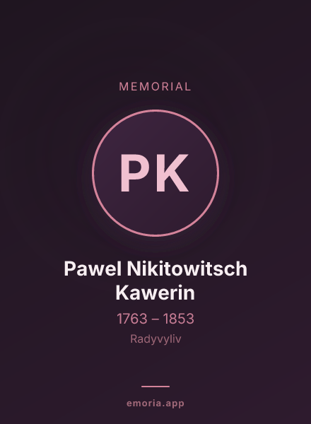 Memorial portrait of Pawel Nikitowitsch Kawerin