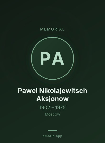 Memorial portrait of Pawel Nikolajewitsch Aksjonow