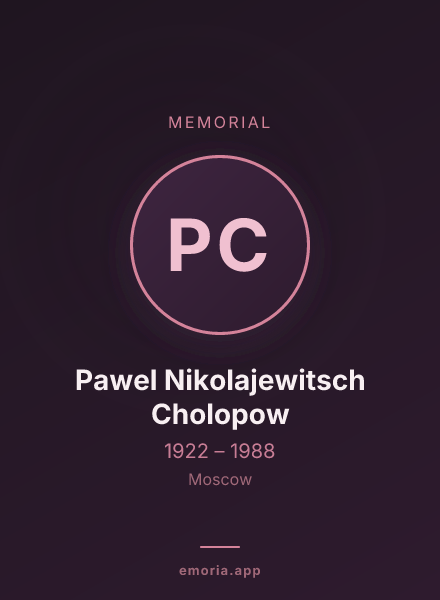 Memorial portrait of Pawel Nikolajewitsch Cholopow