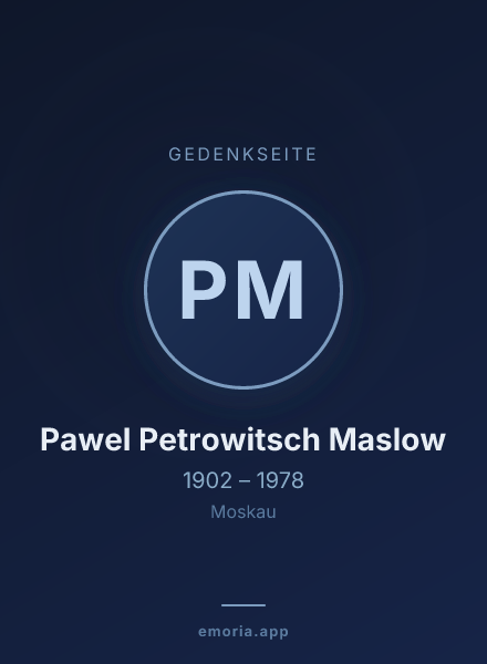 Gedenkportrait von Pawel Petrowitsch Maslow