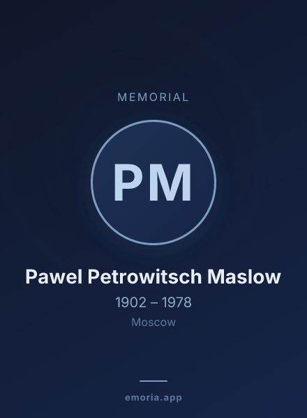 Memorial portrait of Pawel Petrowitsch Maslow