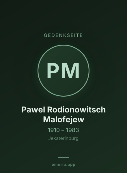 Gedenkportrait von Pawel Rodionowitsch Malofejew