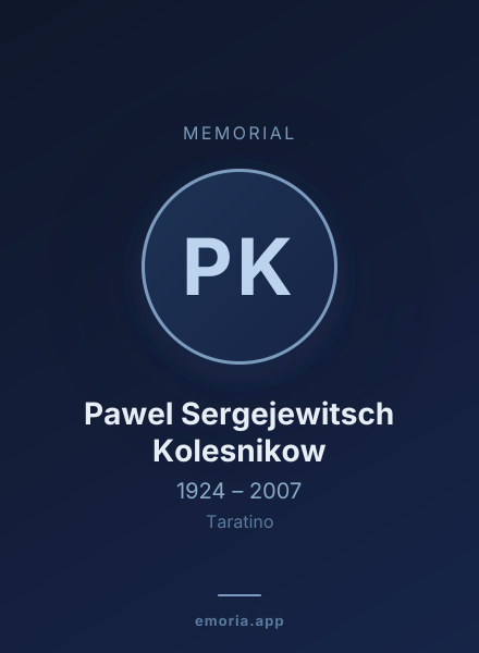 Memorial portrait of Pawel Sergejewitsch Kolesnikow