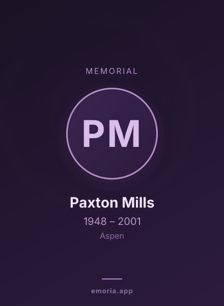 Memorial portrait of Paxton Mills