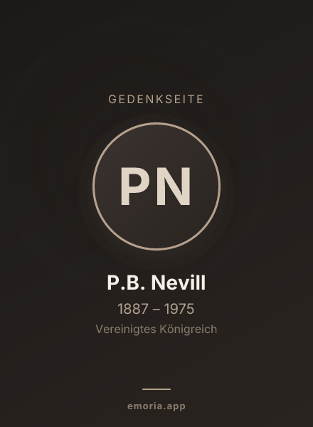 Gedenkportrait von P.B. Nevill