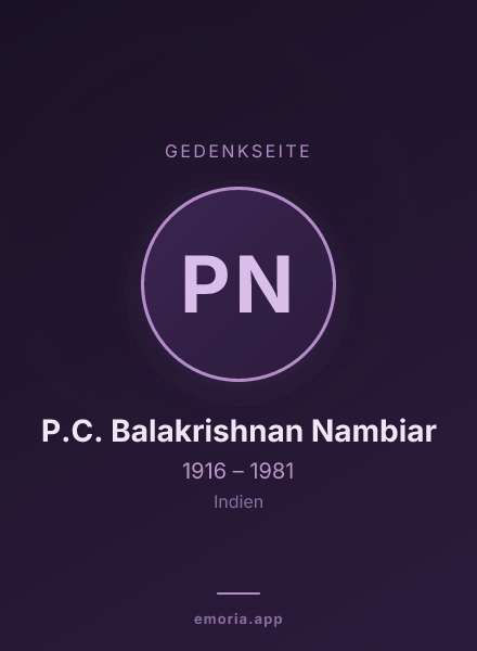 Gedenkportrait von P.C. Balakrishnan Nambiar