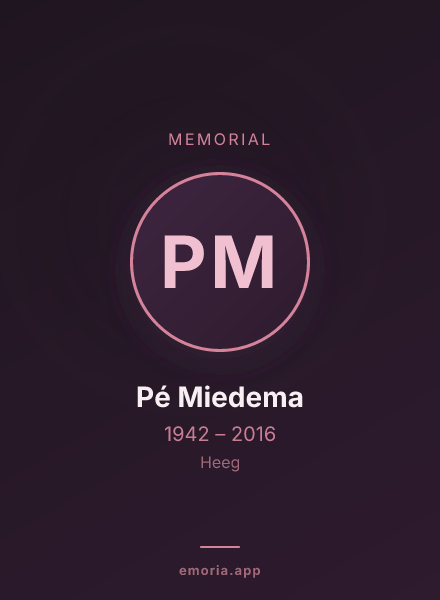 Memorial portrait of Pé Miedema
