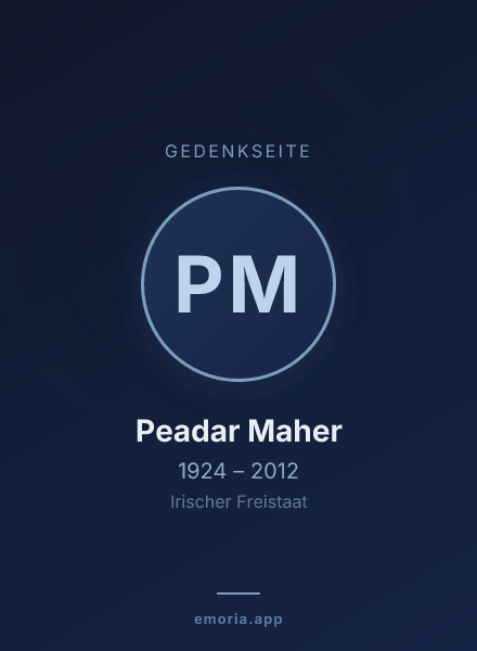 Gedenkportrait von Peadar Maher