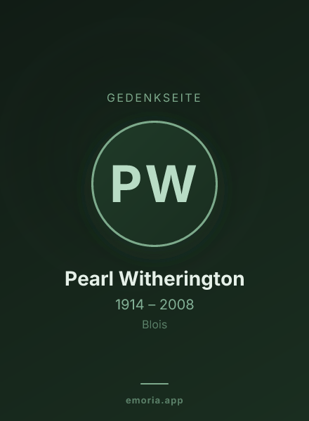 Gedenkportrait von Pearl Witherington