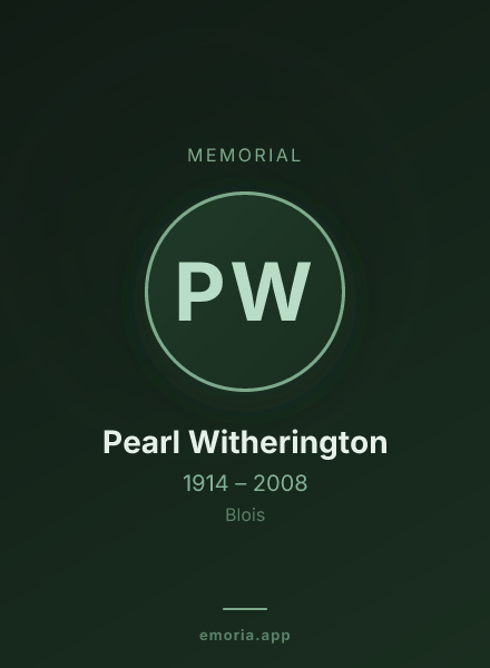 Memorial portrait of Pearl Witherington