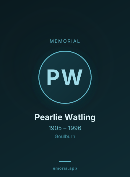 Memorial portrait of Pearlie Watling