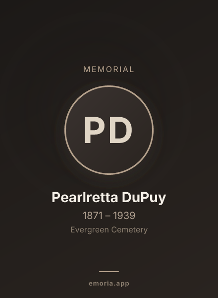 Memorial portrait of Pearlretta DuPuy