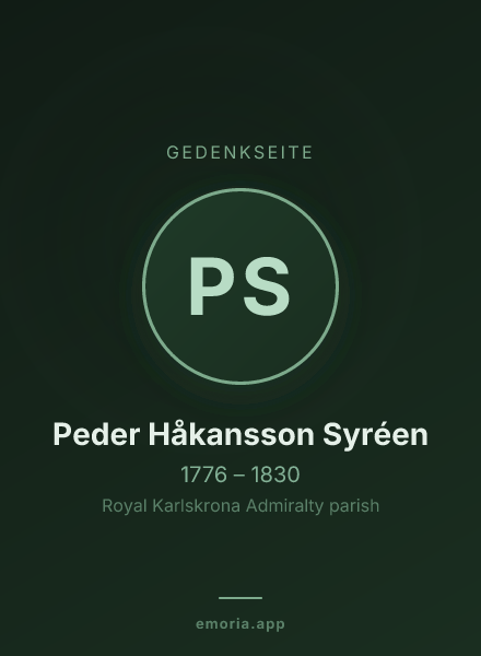 Gedenkportrait von Peder Håkansson Syréen