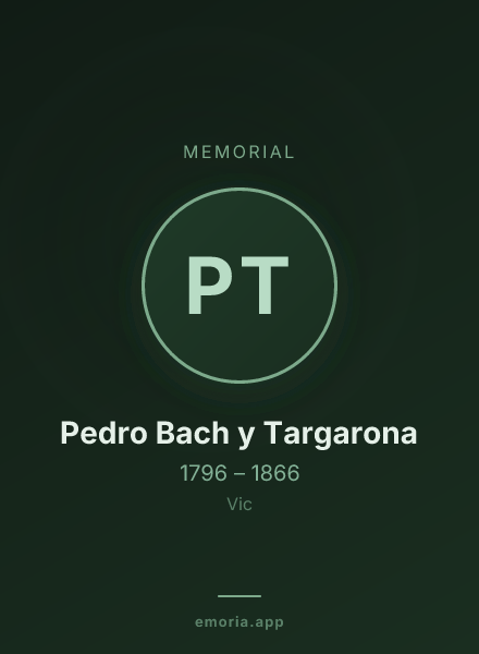 Memorial portrait of Pedro Bach y Targarona