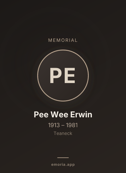 Memorial portrait of Pee Wee Erwin