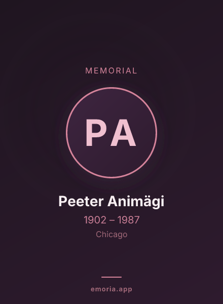Memorial portrait of Peeter Animägi