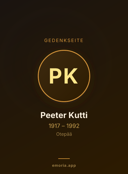 Gedenkportrait von Peeter Kutti