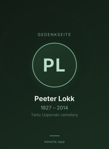 Gedenkportrait von Peeter Lokk