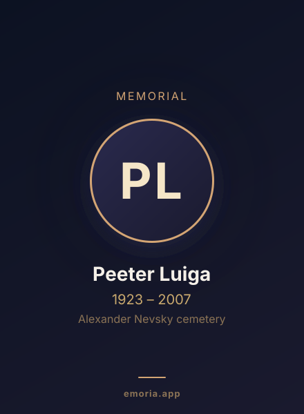Memorial portrait of Peeter Luiga