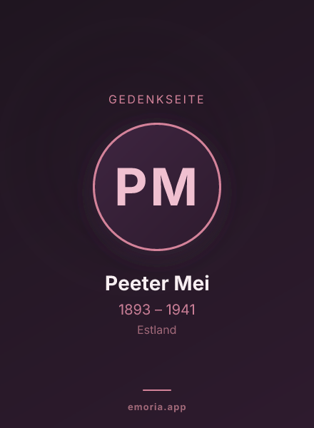 Gedenkportrait von Peeter Mei