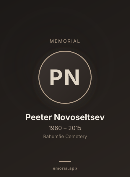 Memorial portrait of Peeter Novoseltsev