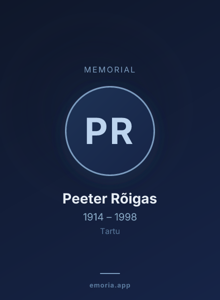 Memorial portrait of Peeter Rõigas