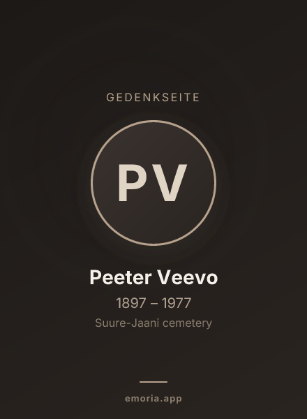 Gedenkportrait von Peeter Veevo