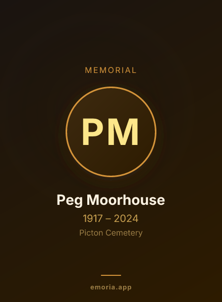 Memorial portrait of Peg Moorhouse