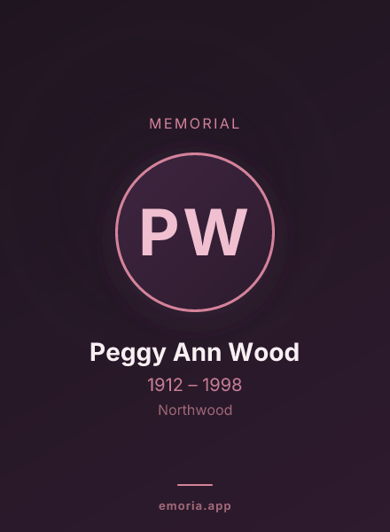 Memorial portrait of Peggy Ann Wood