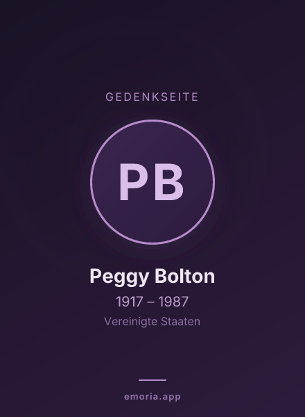 Gedenkportrait von Peggy Bolton